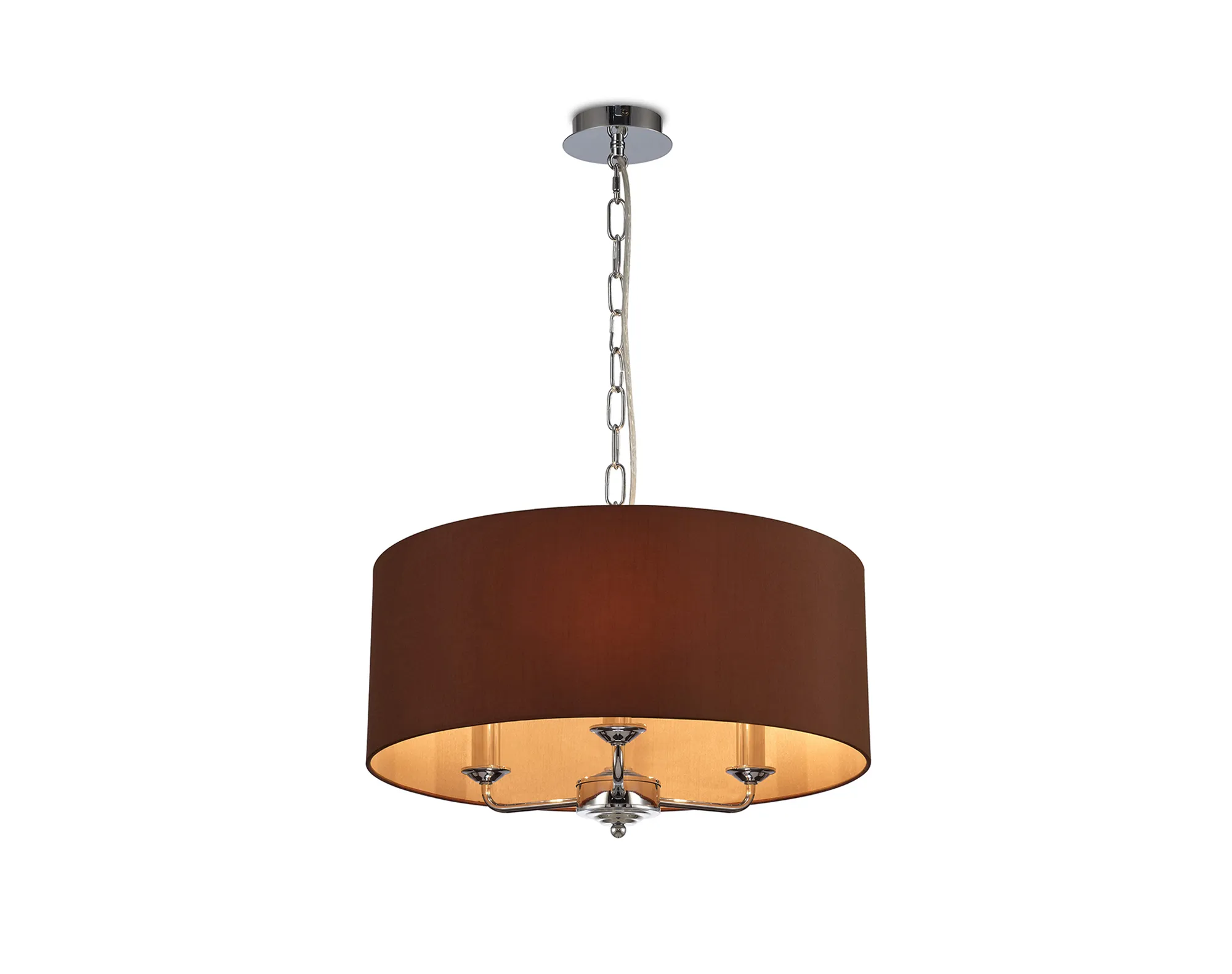 DK0025  Banyan 50cm 3 Light Pendant Polished Chrome; Raw Cocoa/Grecian Bronze